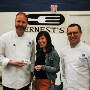 School Board Trustee Trisha Estabrooks with the Ernest's chefs